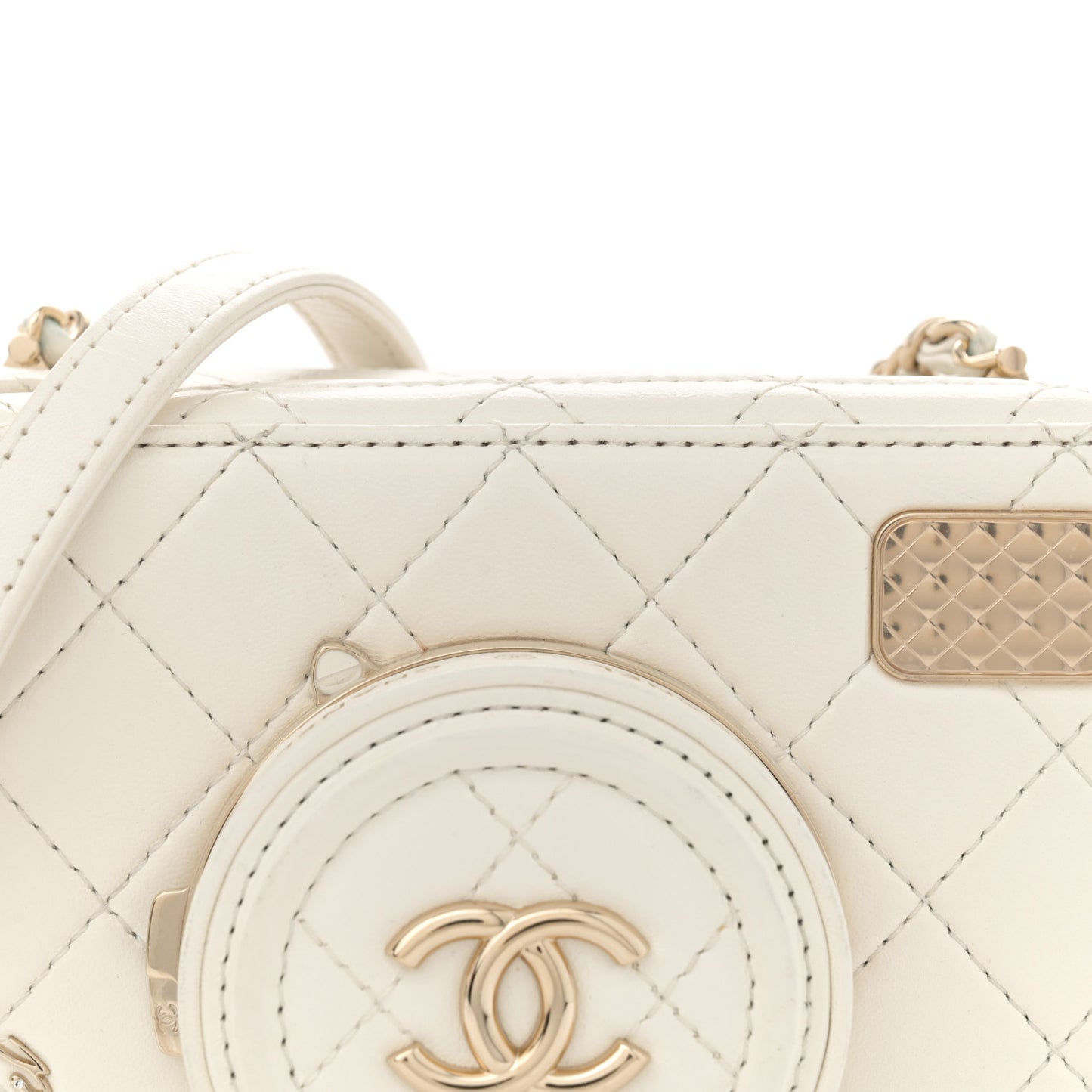 Lambskin Quilted Coco Click Bag White