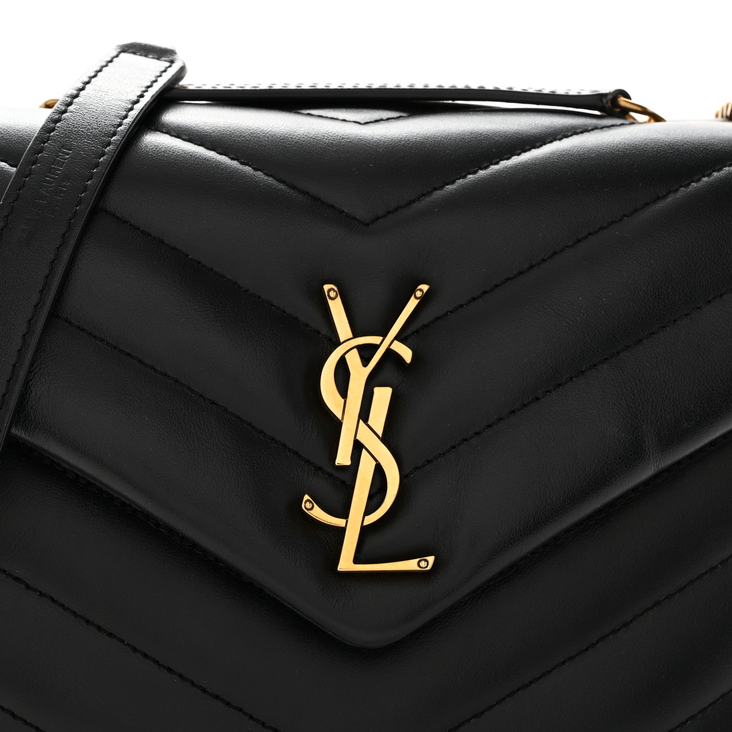 Saint Laurent Calfskin Y Quilted Monogram Small Loulou Chain Satchel Black 9 of 12