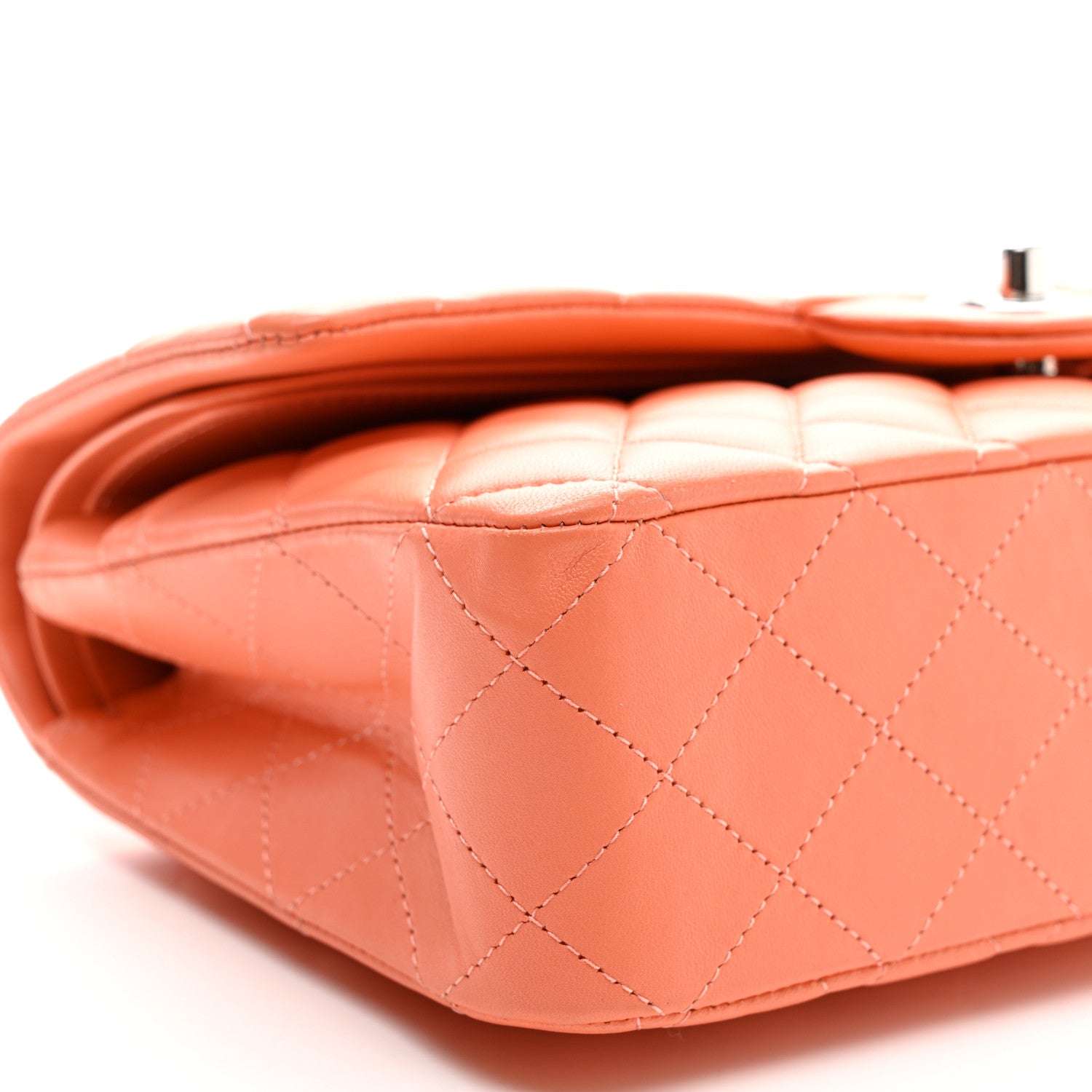 Chanel Lambskin Quilted Medium Double Flap Orange 8 of 9