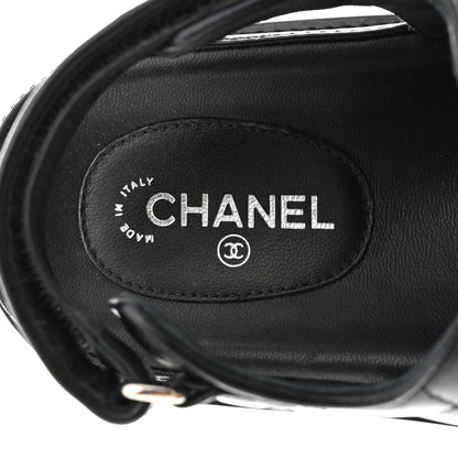 Chanel Lambskin Quilted Velcro Dad Sandals 38 Black 7 of 9