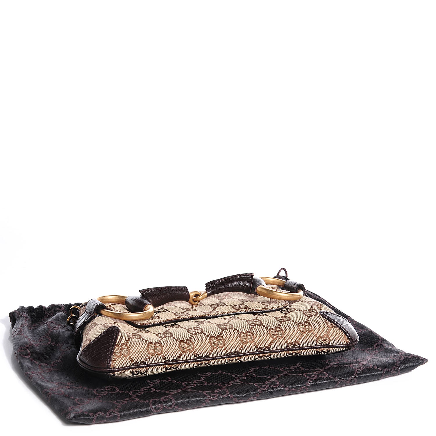 Gucci Monogram Horsebit Clutch Dark Brown 4 of 7
