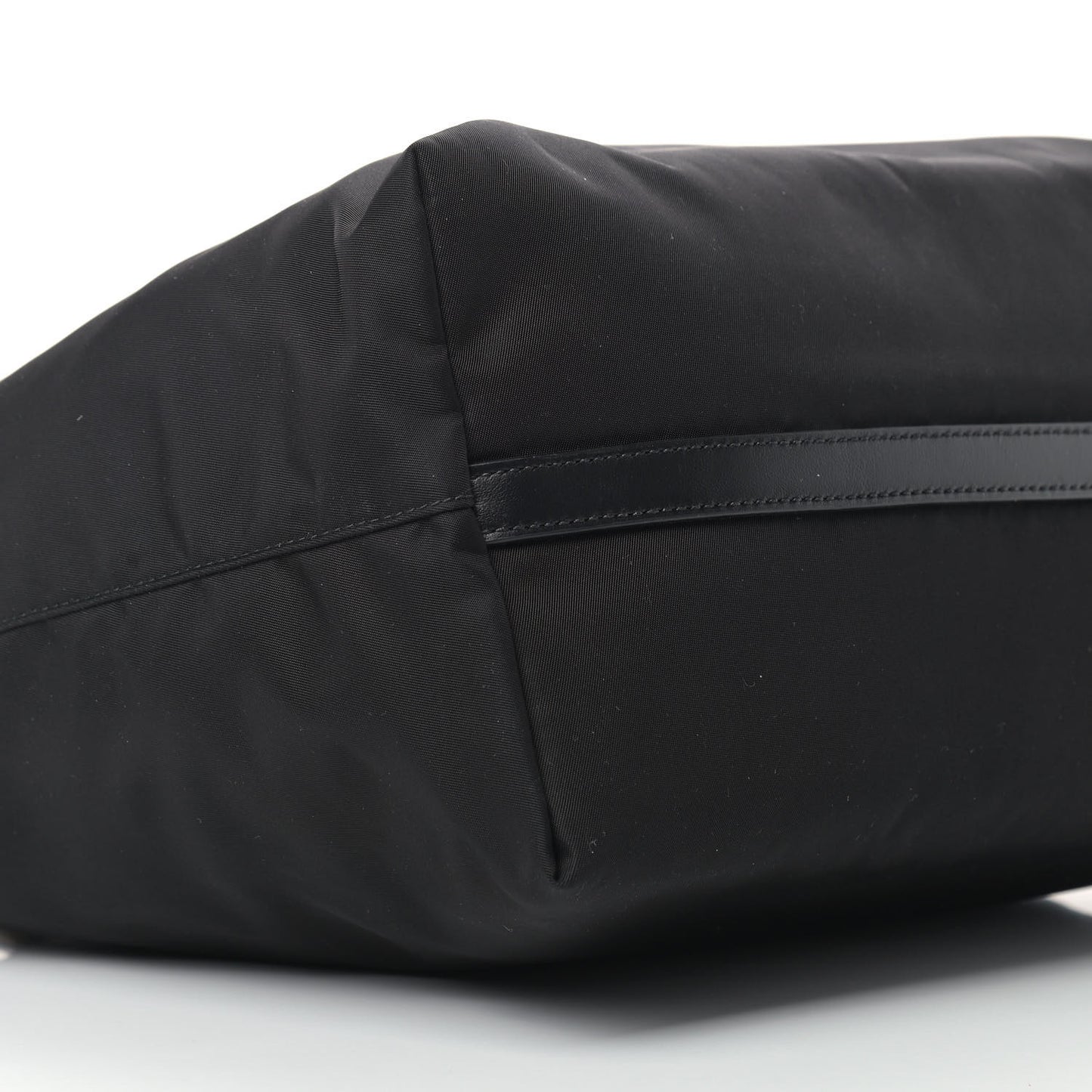 Tessuto Nylon Calfskin Shopping Tote Black