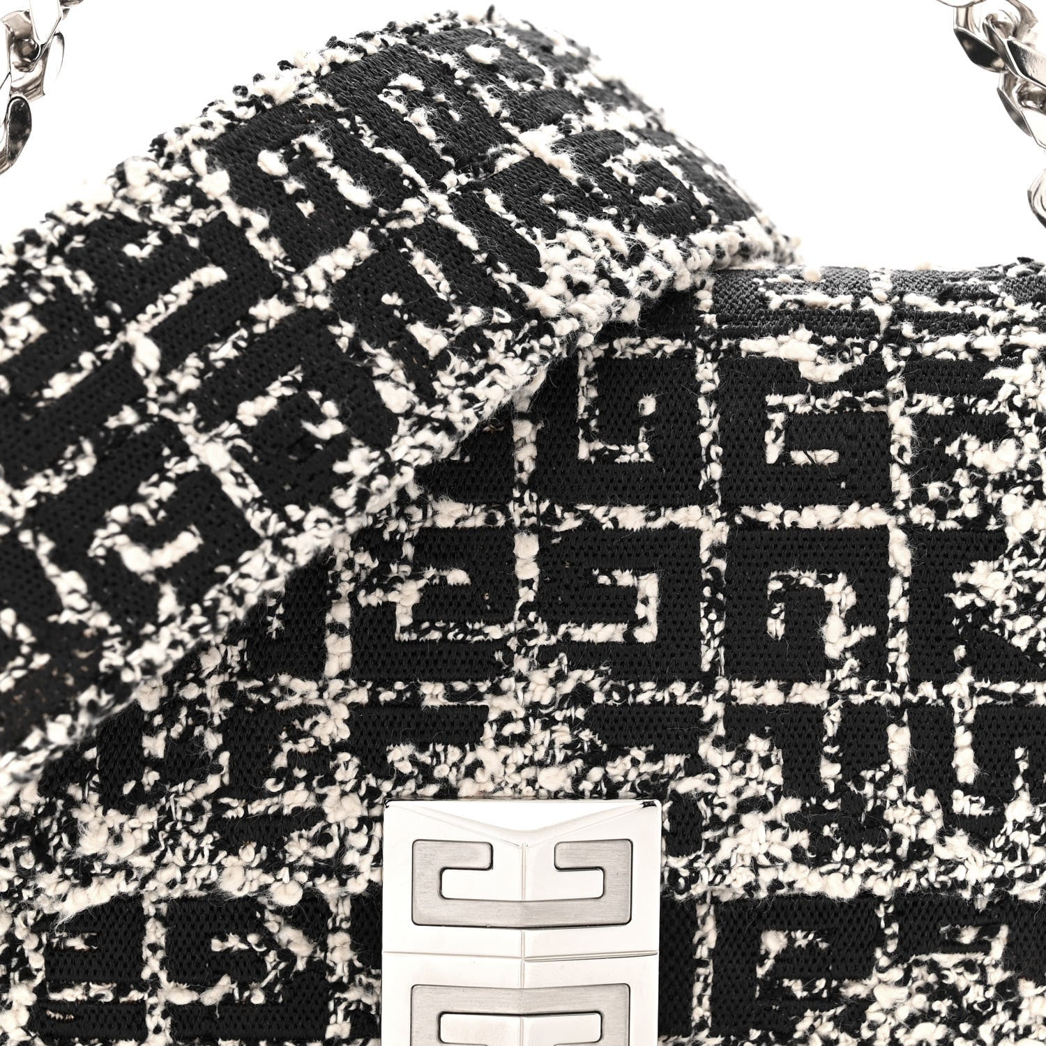 Givenchy Boucle Tweed Embroidered Small 4G Woven Chain Crossbody Black 7 of 12
