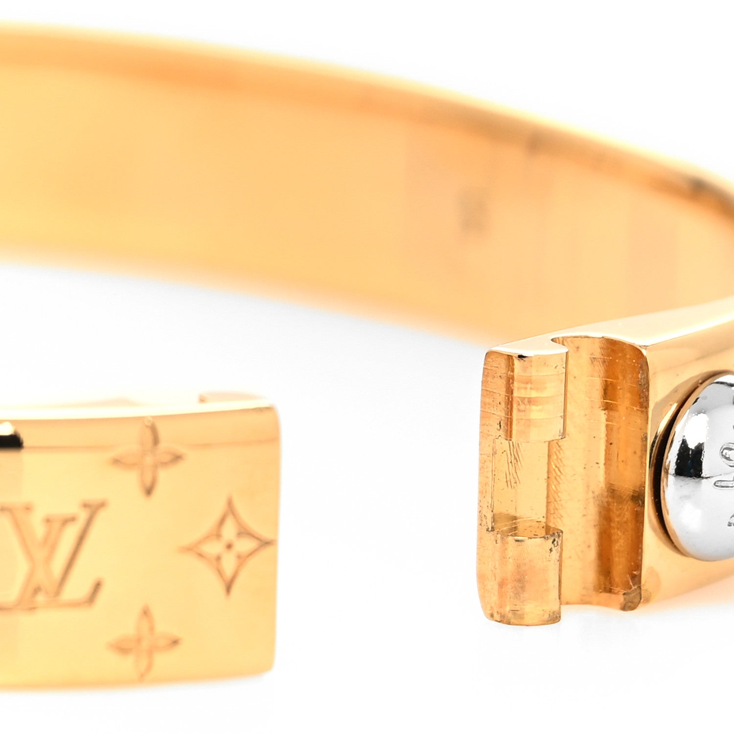 Louis Vuitton Brass Monogram Nanogram Cuff S Gold 4 of 8