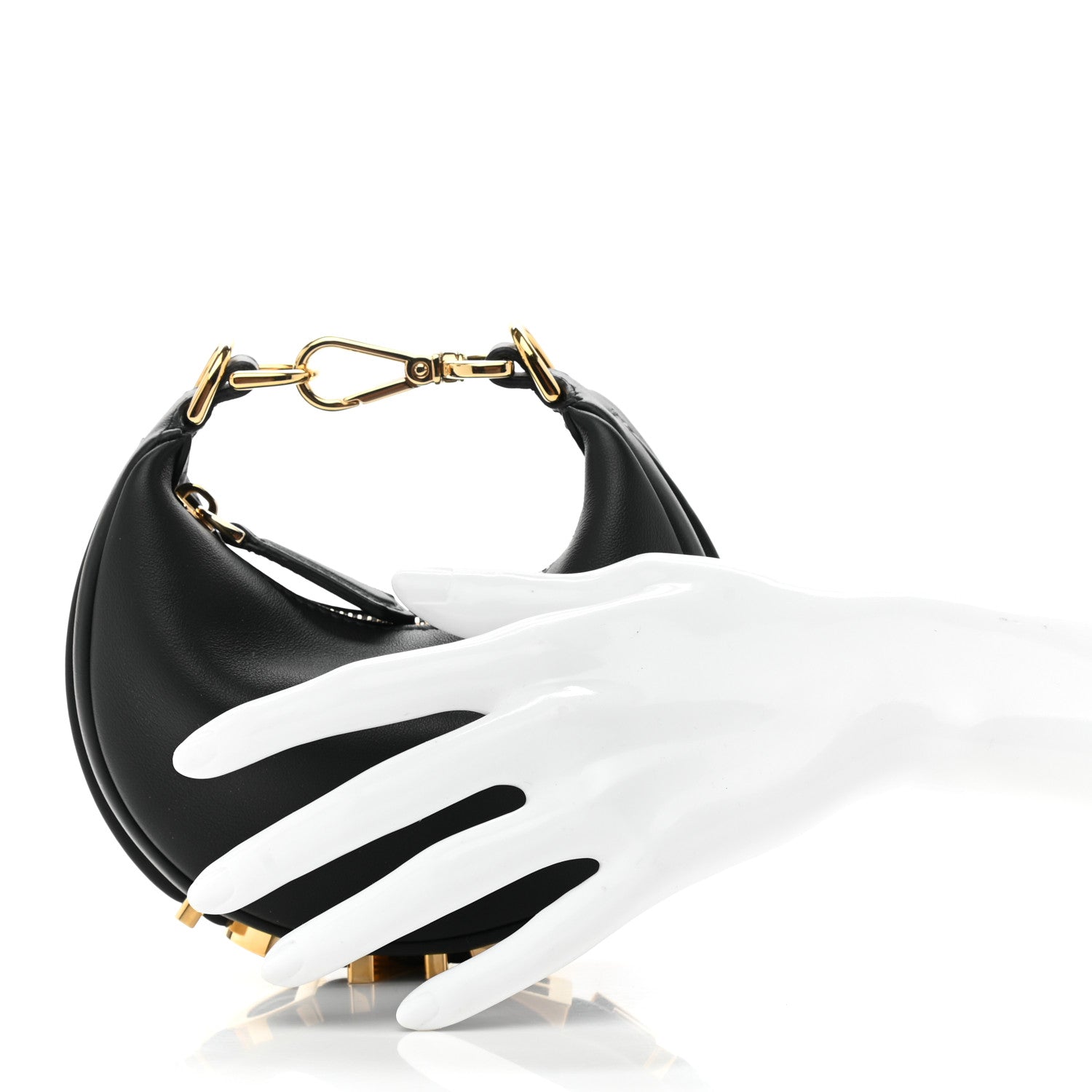 Fendi Vitello Grace Matte Nano Fendigraphy Hobo Charm Black 2 of 11