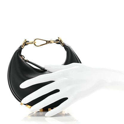 Fendi Vitello Grace Matte Nano Fendigraphy Hobo Charm Black 2 of 11