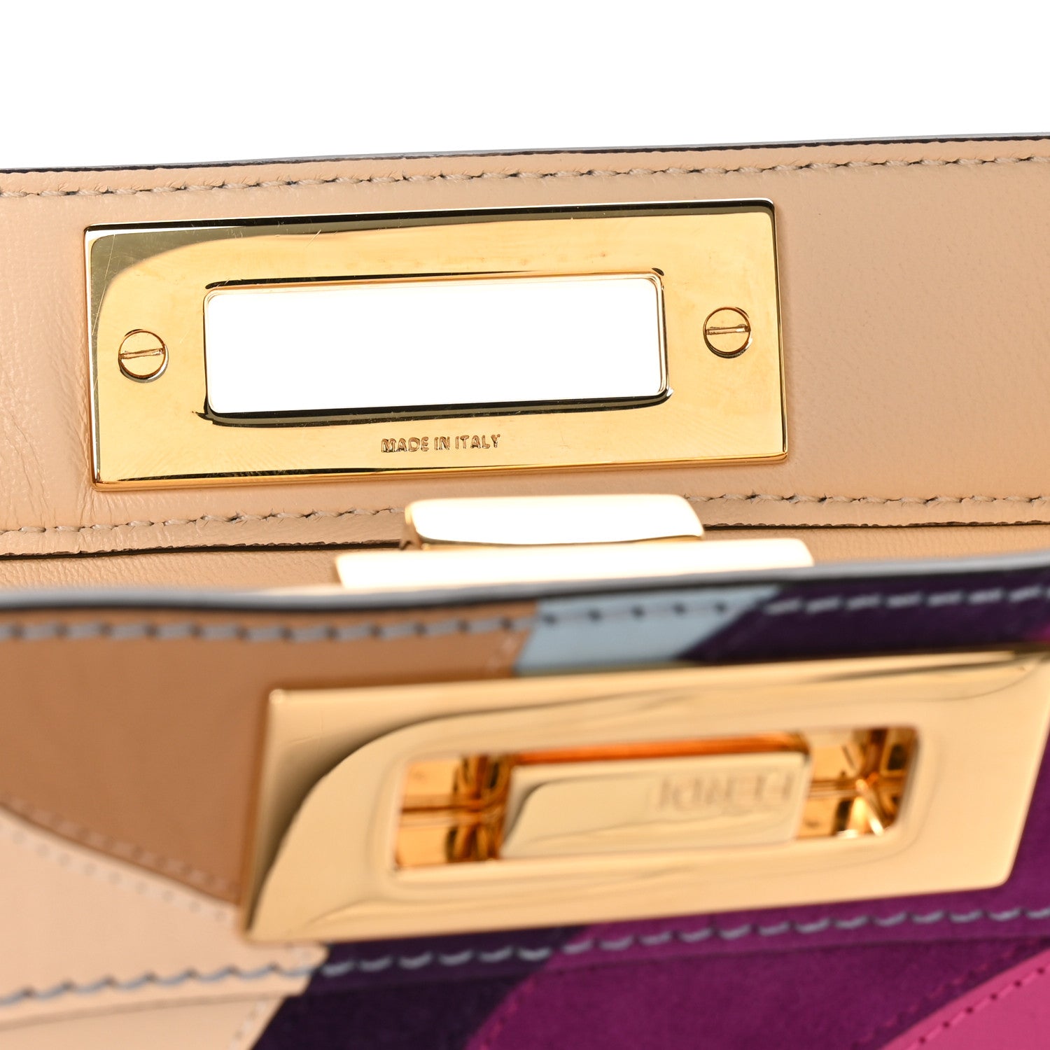 Fendi Vitello Seta Nappa Bi-Color Rainbow Girl Inlay Medium Peekaboo I SEE U Satchel Azzurro Baby Multicolor 7 of 11