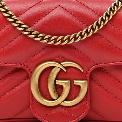 Gucci Calfskin Matelasse Super Mini GG Marmont Shoulder Bag Hibiscus Red 8 of 11