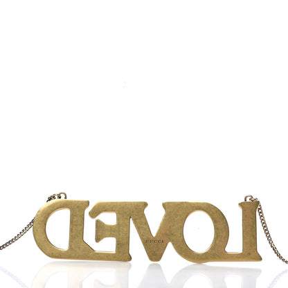 Gucci Metal Crystal Loved Short Necklace Aged Gold 3 of 3