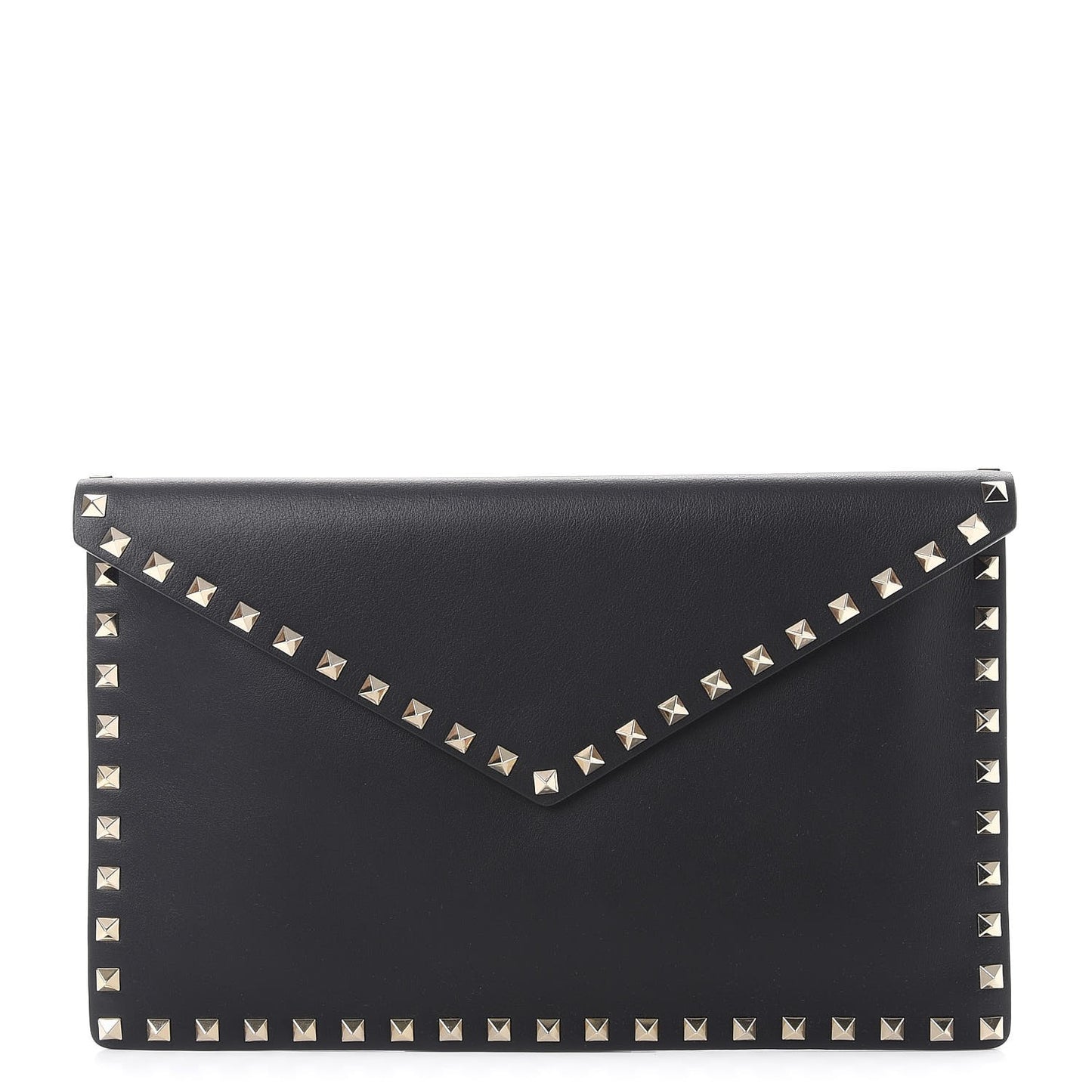 Vitello Large Rockstud Envelope Clutch Black
