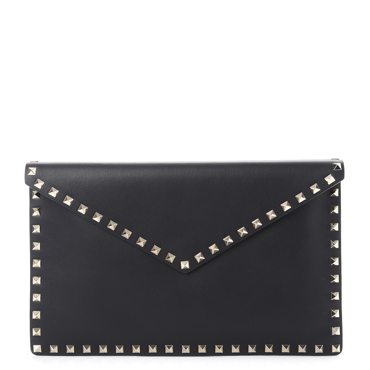 Valentino Garavani Vitello Large Rockstud Envelope Clutch Black 1 of 8