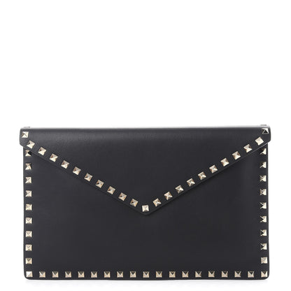 Valentino Garavani Vitello Large Rockstud Envelope Clutch Black 1 of 8