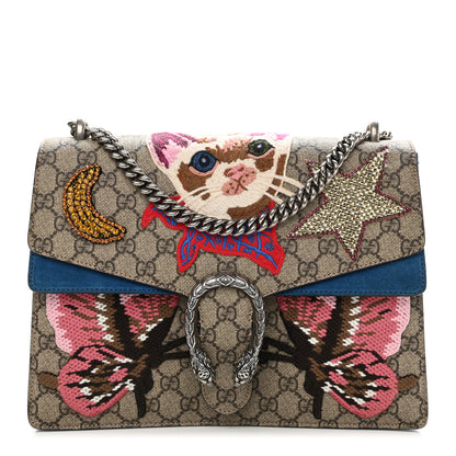 Gucci GG Supreme Monogram Embroidered Medium Dionysus Shoulder Bag Blue 2 of 19