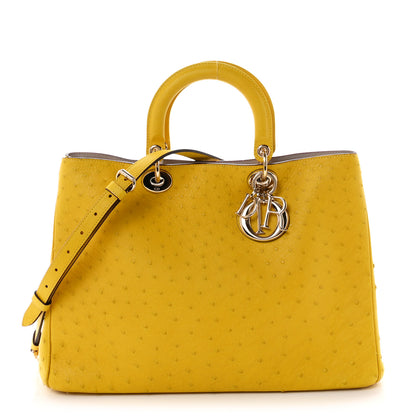 Christian Dior Ostrich Large Diorissimo Tote Yellow Beige 1 of 13