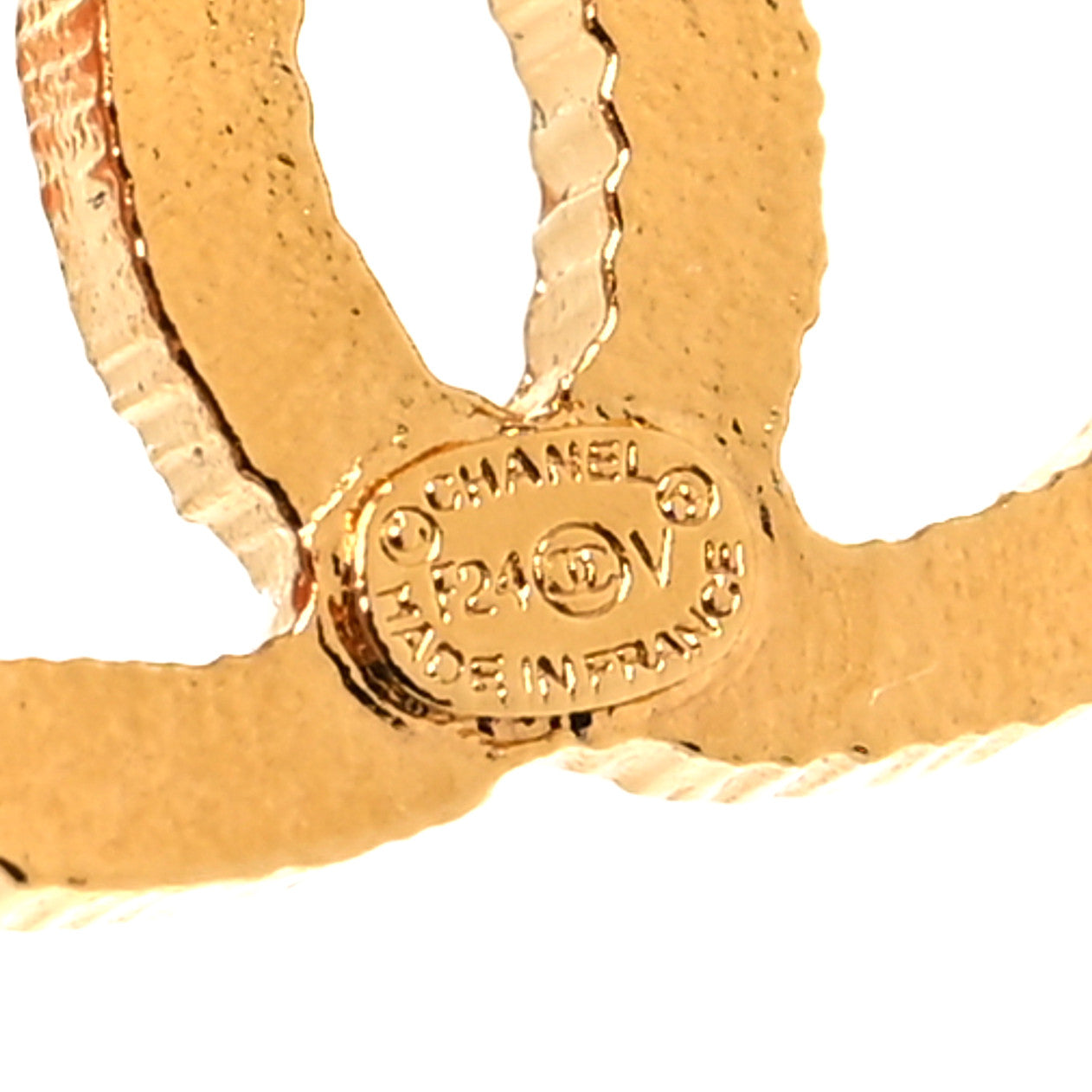 Chanel Metal Textured CC Earrings Gold 4 of 5