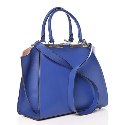 Fendi Vitello Dolce Shiny Nappa Petite 3Jours Tote Blue Neon Rosa Plaster 4 of 13