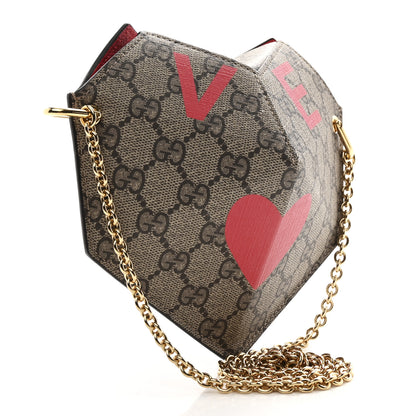 Gucci GG Supreme Monogram Love Heart Valentines Day Mini Padlock Heart Bag Beige Ebony New Geranium 3 of 10