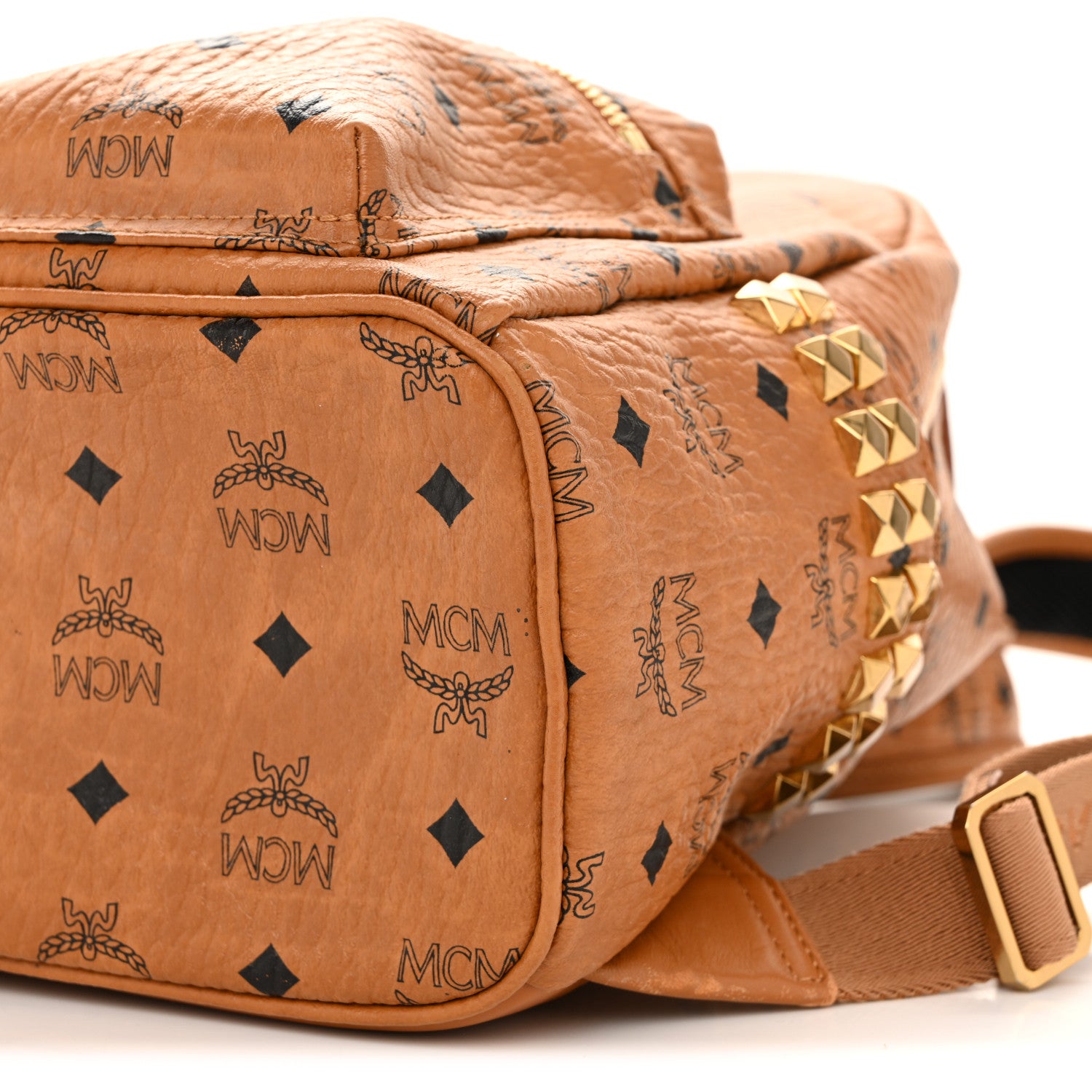 MCM Visetos Small Side Stud Stark Backpack Cognac 9 of 14