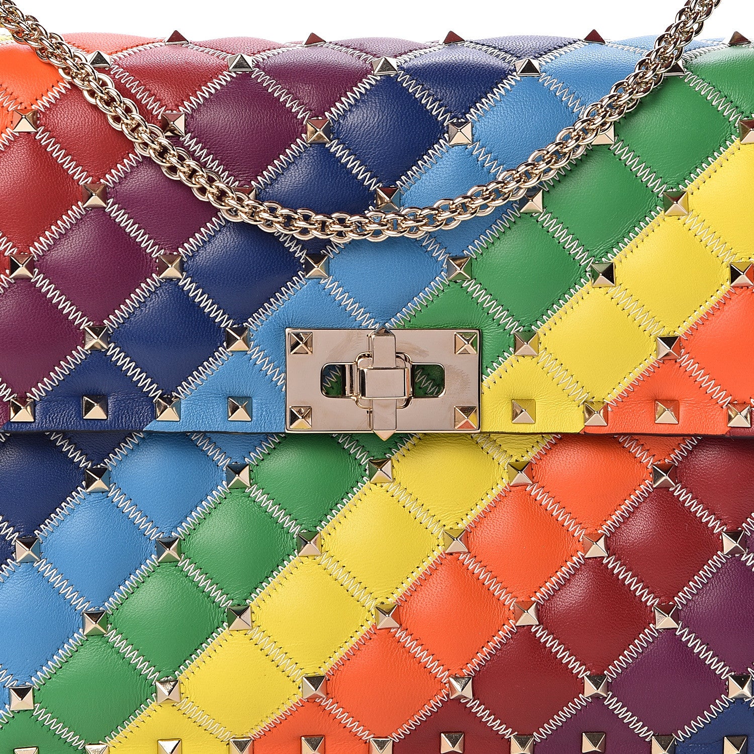 Valentino Garavani Lambskin Medium Rockstud Spike Shoulder Bag Rainbow 7 of 9