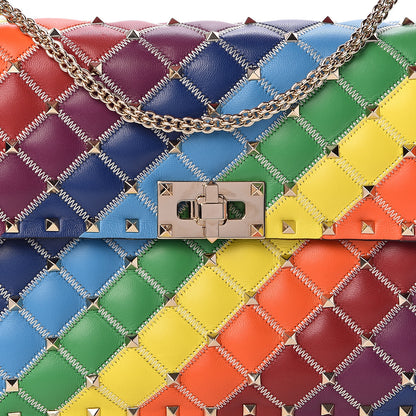 Valentino Garavani Lambskin Medium Rockstud Spike Shoulder Bag Rainbow 7 of 9
