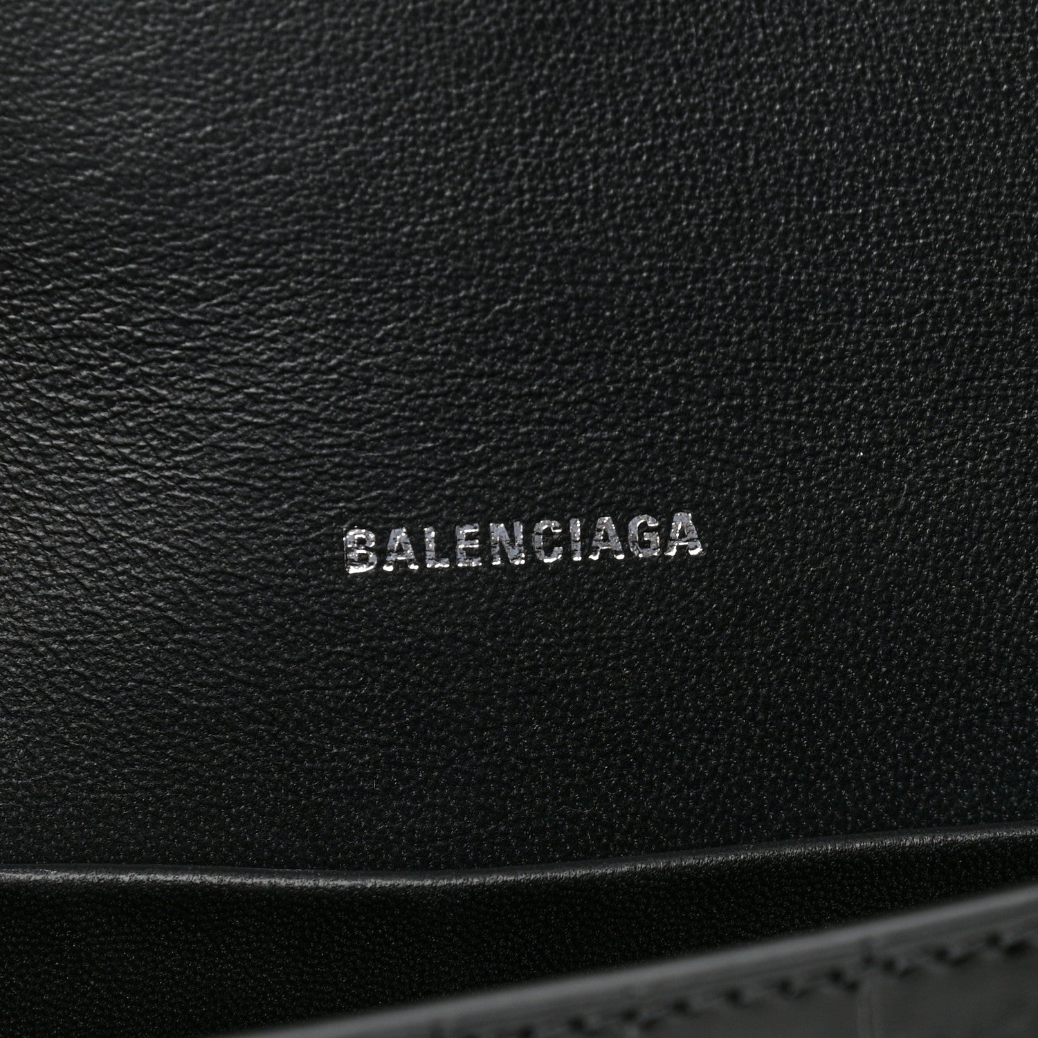 Balenciaga Shiny Calfskin Monochrome Crocodile Embossed Small Hourglass Evening Chain Bag Black 6 of 9