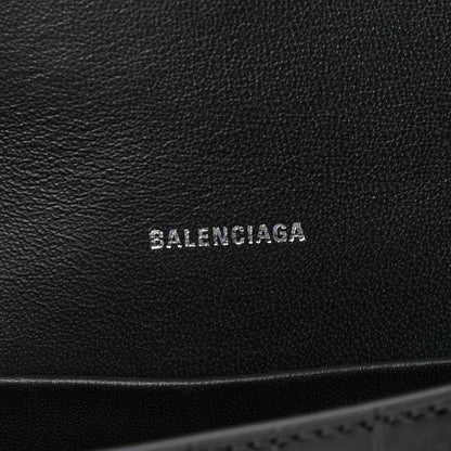 Balenciaga Shiny Calfskin Monochrome Crocodile Embossed Small Hourglass Evening Chain Bag Black 6 of 9