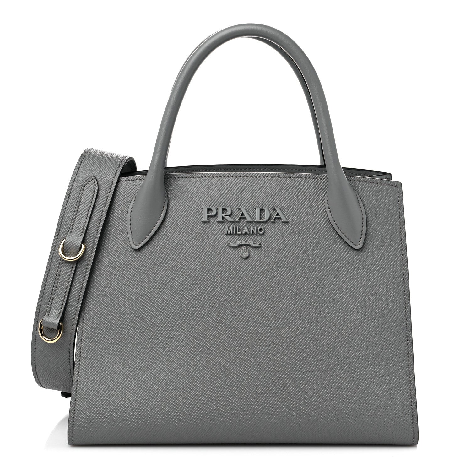 Prada Saffiano Cuir Calfskin Small Monochrome Top Handle Tote Ardesia 1 of 9