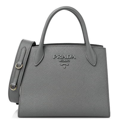 Prada Saffiano Cuir Calfskin Small Monochrome Top Handle Tote Ardesia 1 of 9
