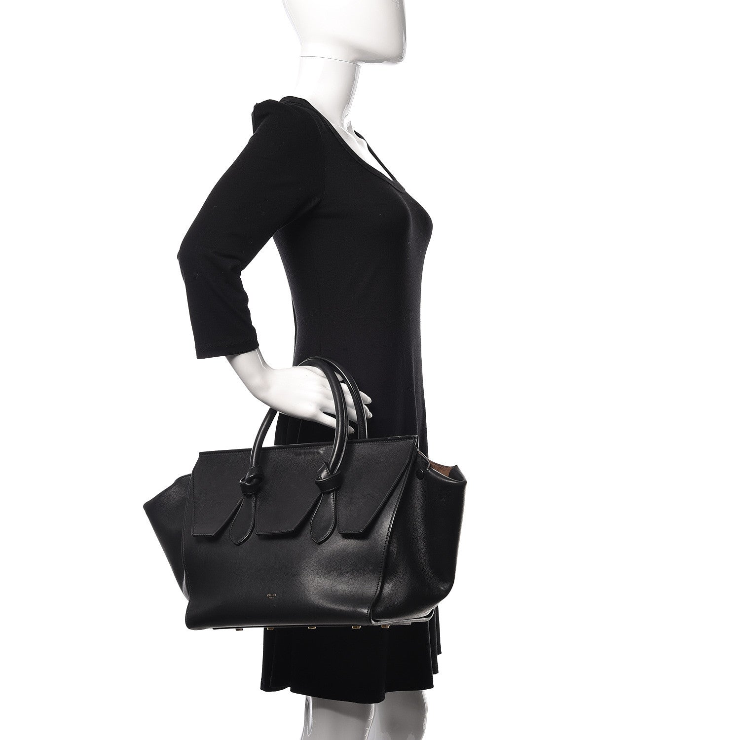 Celine Smooth Calfskin Small Tie Knot Tote Black 2 of 14