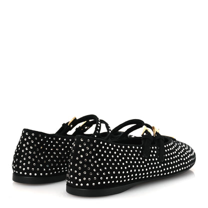 Prada Suede Crystal Studded Ballerina Flats 37 Black 5 of 12