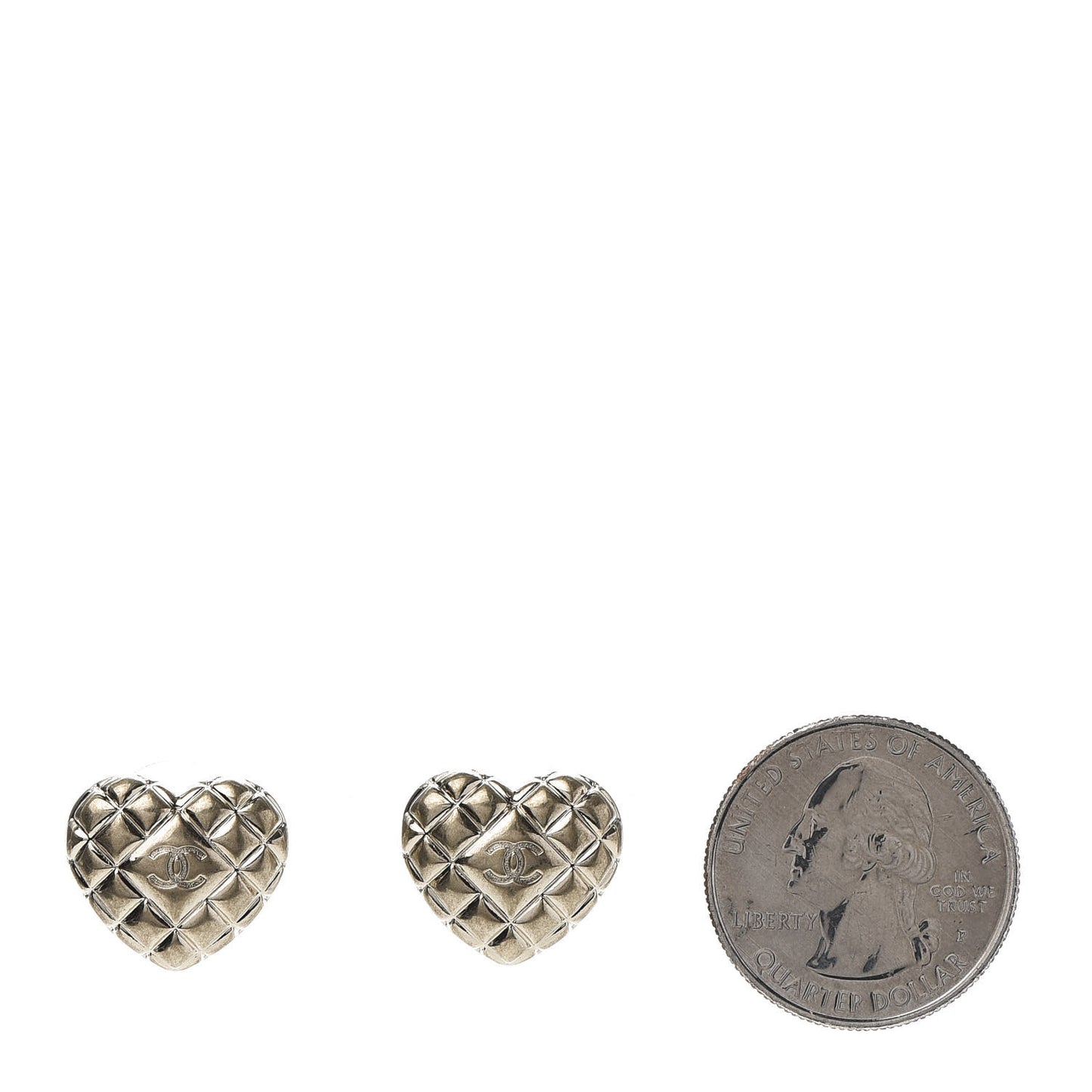 Quilted CC Heart Earrings Gold