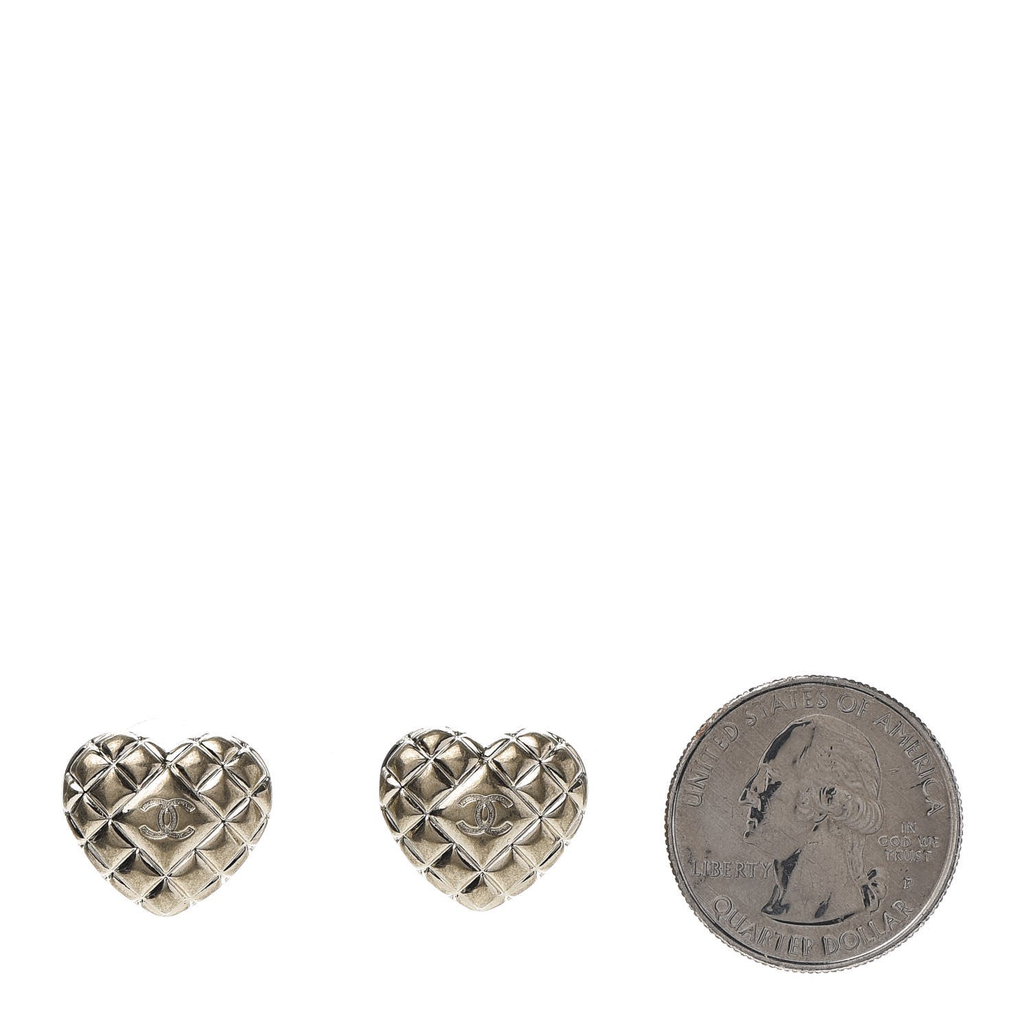 Chanel Quilted CC Heart Earrings Gold 2 of 5
