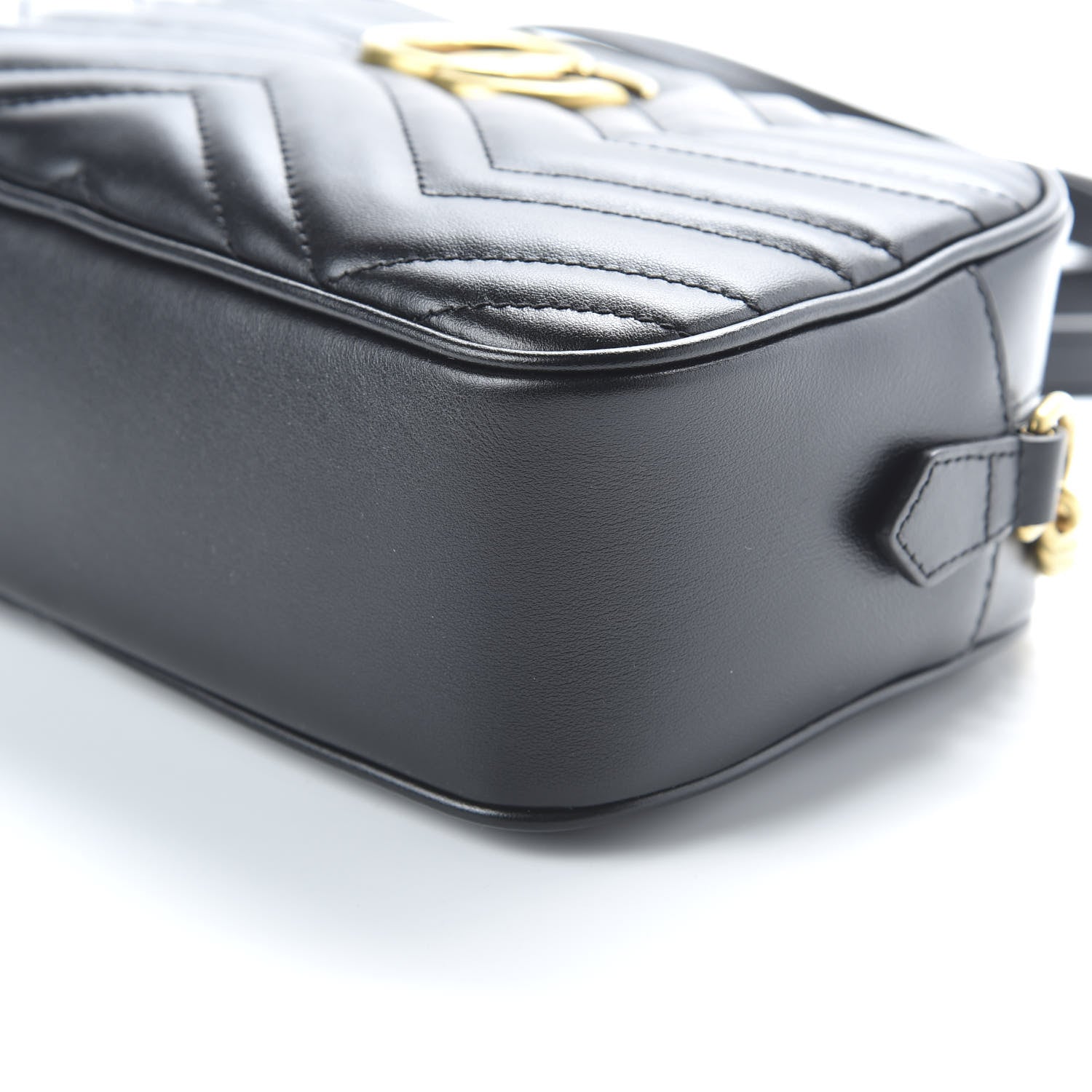 Gucci Calfskin Matelasse Small GG Marmont Chain Shoulder Bag Black 6 of 9