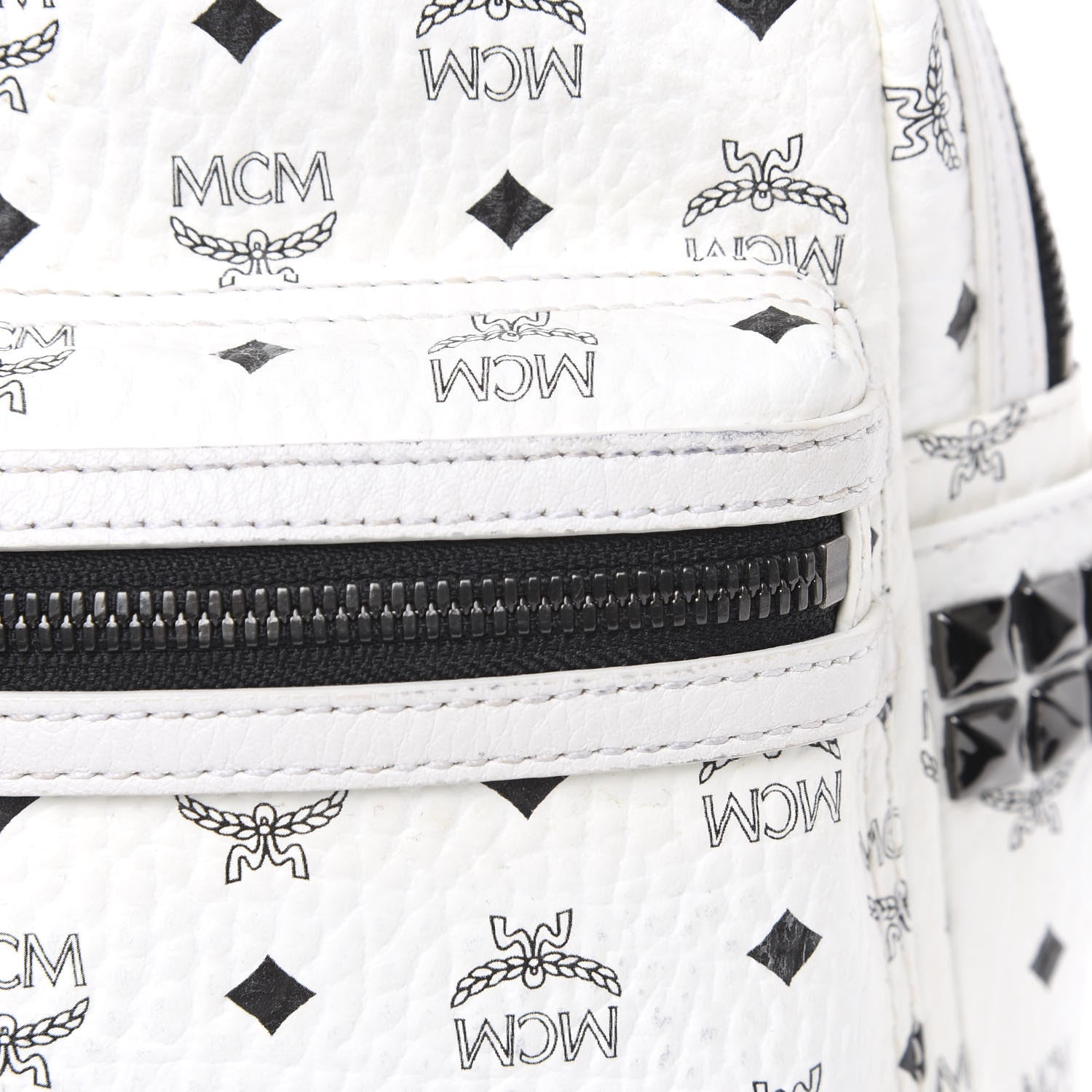 MCM Visetos Side Stud X-Mini Stark Bebe Boo Backpack White 10 of 11