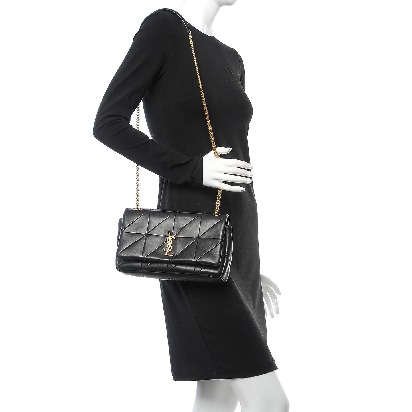 Lambskin Patchwork Monogram Medium Jamie Black