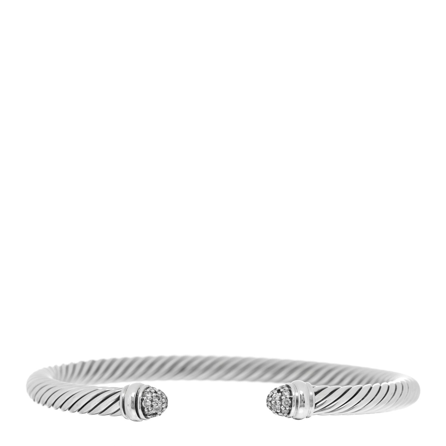 David Yurman Sterling Silver Pave Diamond 5mm Cable Classics Bracelet 1 of 3