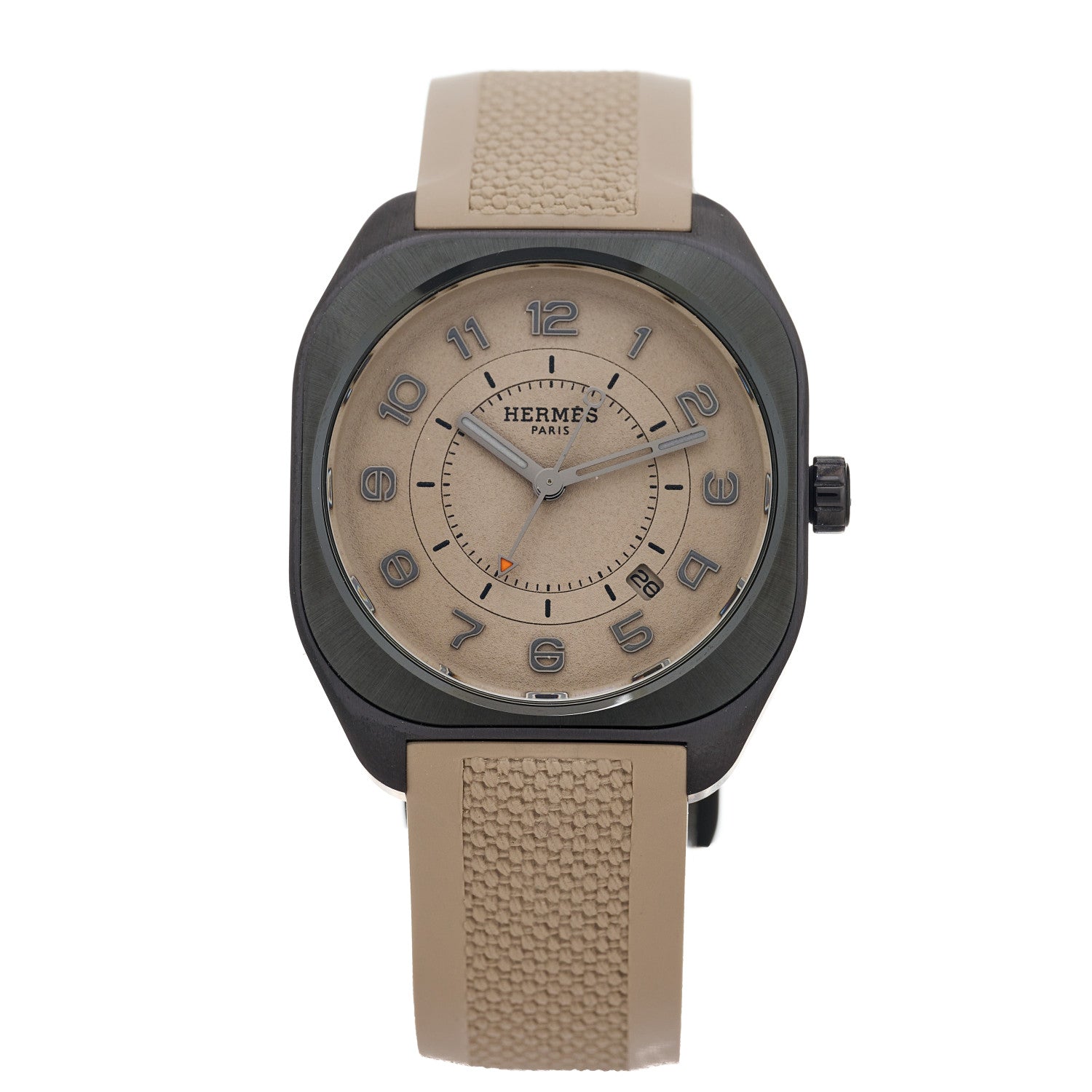 Hermes Titanium Rubber 39mm H08 Special Edition Automatic Watch Taupe 1 of 5