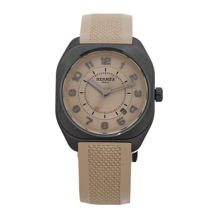Hermes Titanium Rubber 39mm H08 Special Edition Automatic Watch Taupe 1 of 5