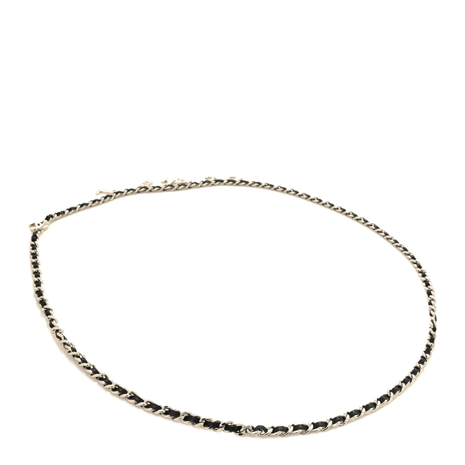 Chanel Lambskin Chain Logo Belt Black Silver 2 of 3