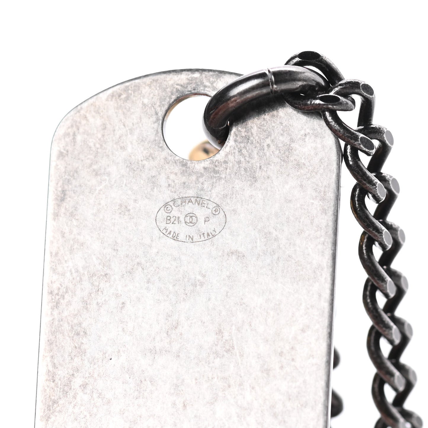 Ruthenium ID Dog Tag Charm Necklace Silver Gold