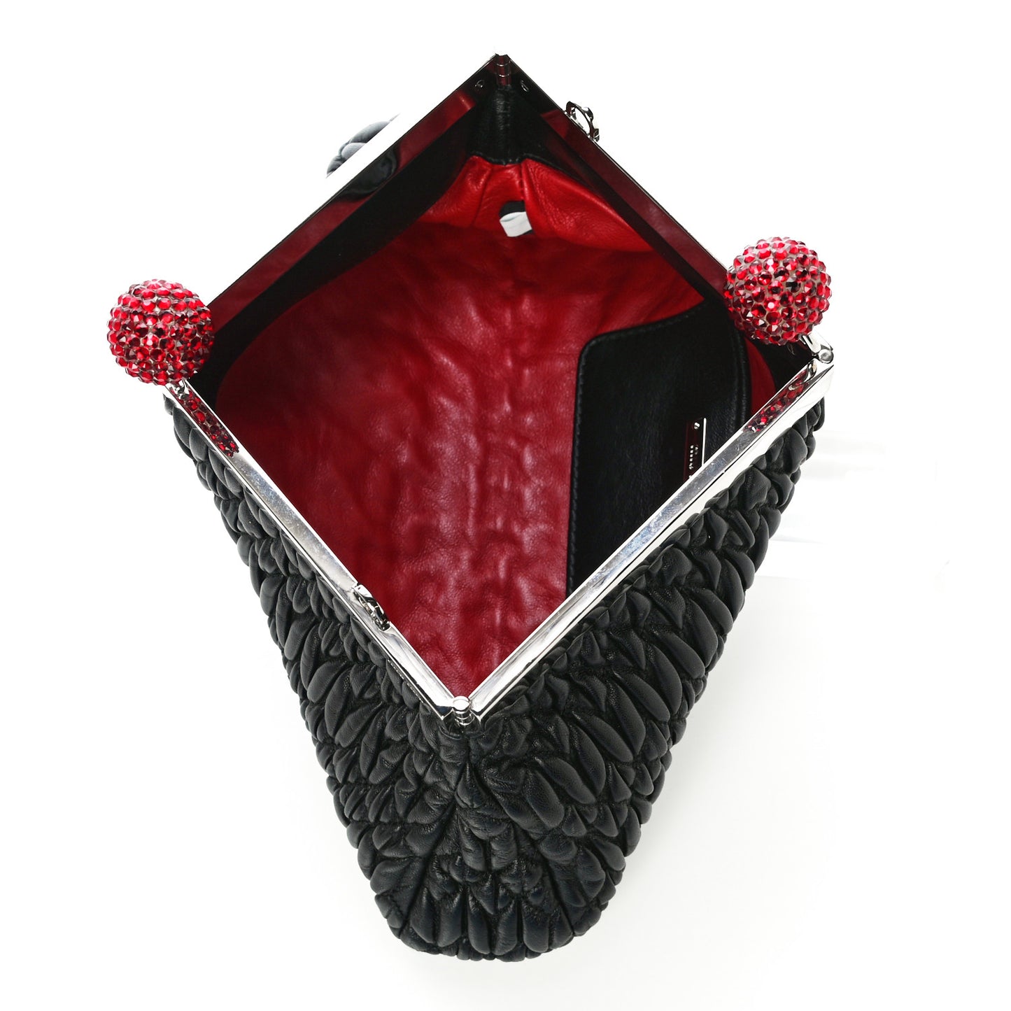 Matelasse Lux Kiss Lock Chain Clutch Black