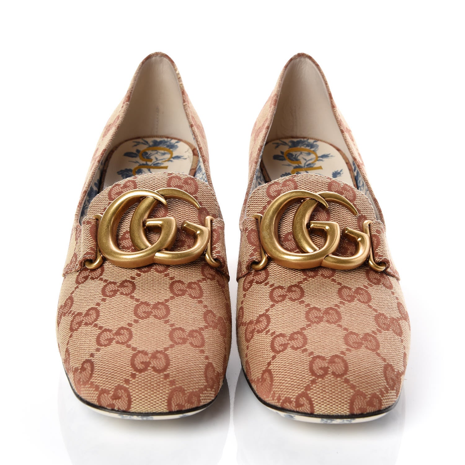 Gucci Monogram GG Victoire 55mm Loafer Pumps 39 Beige Ruggine 2 of 8