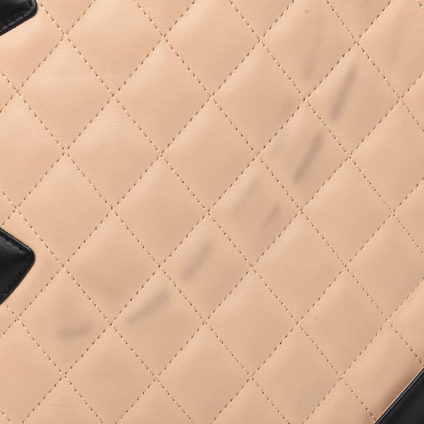 Calfskin Quilted Large Cambon Tote Beige Black