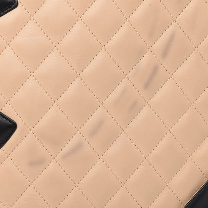 Chanel Calfskin Quilted Large Cambon Tote Beige Black 14 of 15