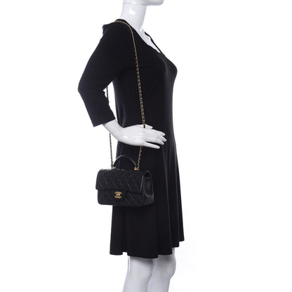 Chanel Lambskin Quilted Mini Top Handle Rectangular Flap Black 3 of 11