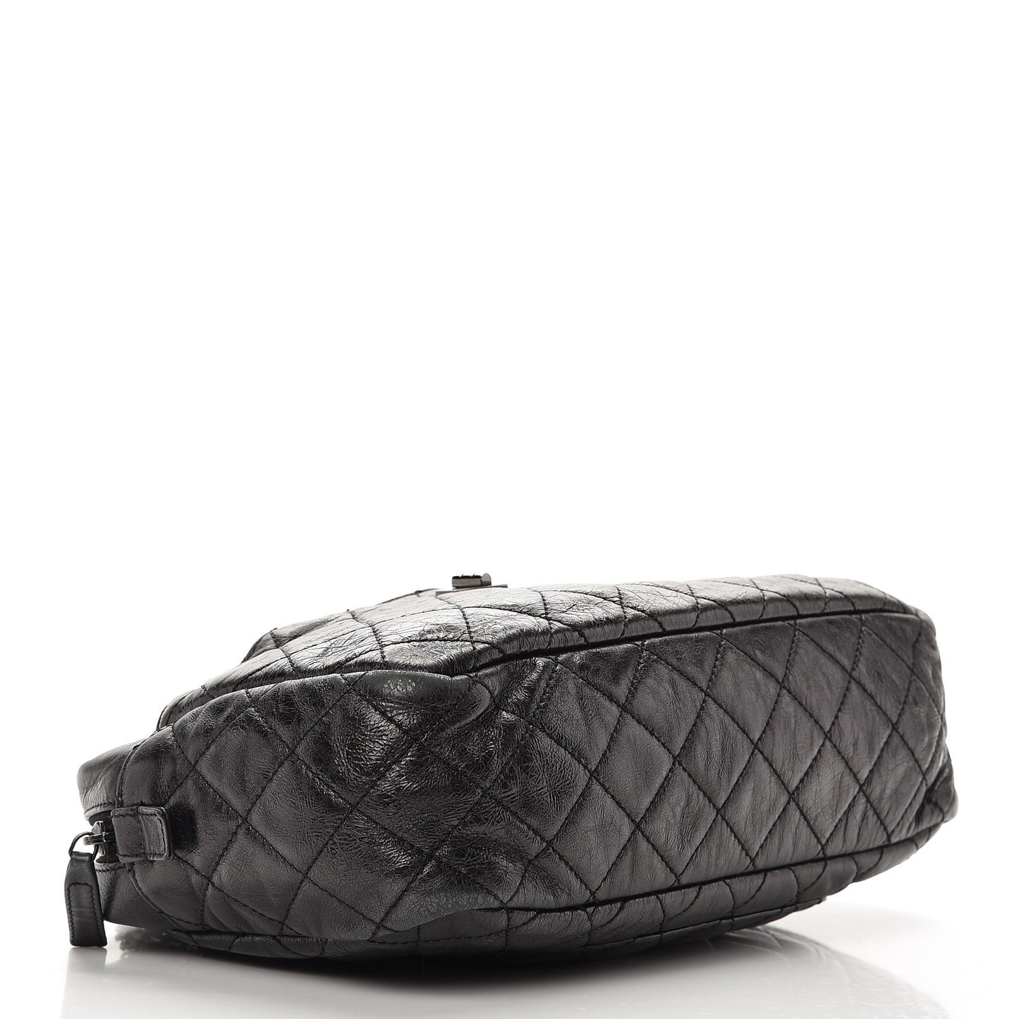 Metallic Aged Calfskin Quilted Medium Reissue Camera Case Black