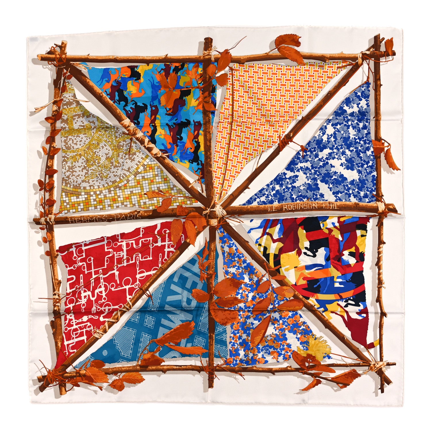 Hermes Silk Le Robinson Chic Scarf 90 1 of 3