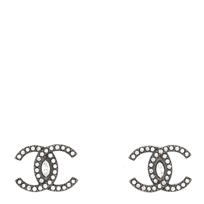 Chanel Ruthenium Crystal CC Earrings Silver 1 of 4