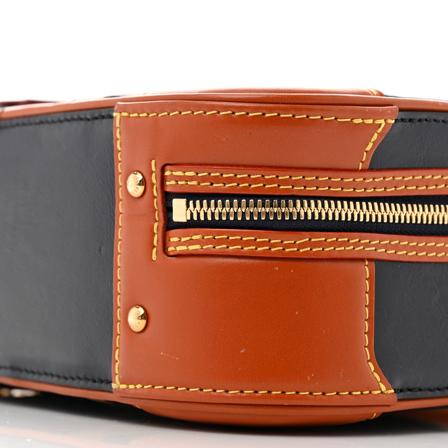 Louis Vuitton Calfskin Reverse Monogram Valisette PM Navy Caramel 9 of 12