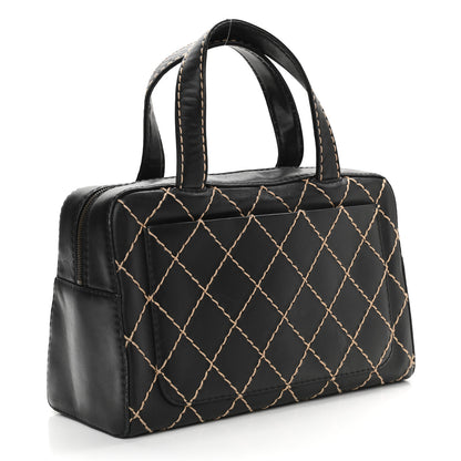 Chanel Calfskin Wild Stitch Top Handle Bag Black 3 of 13